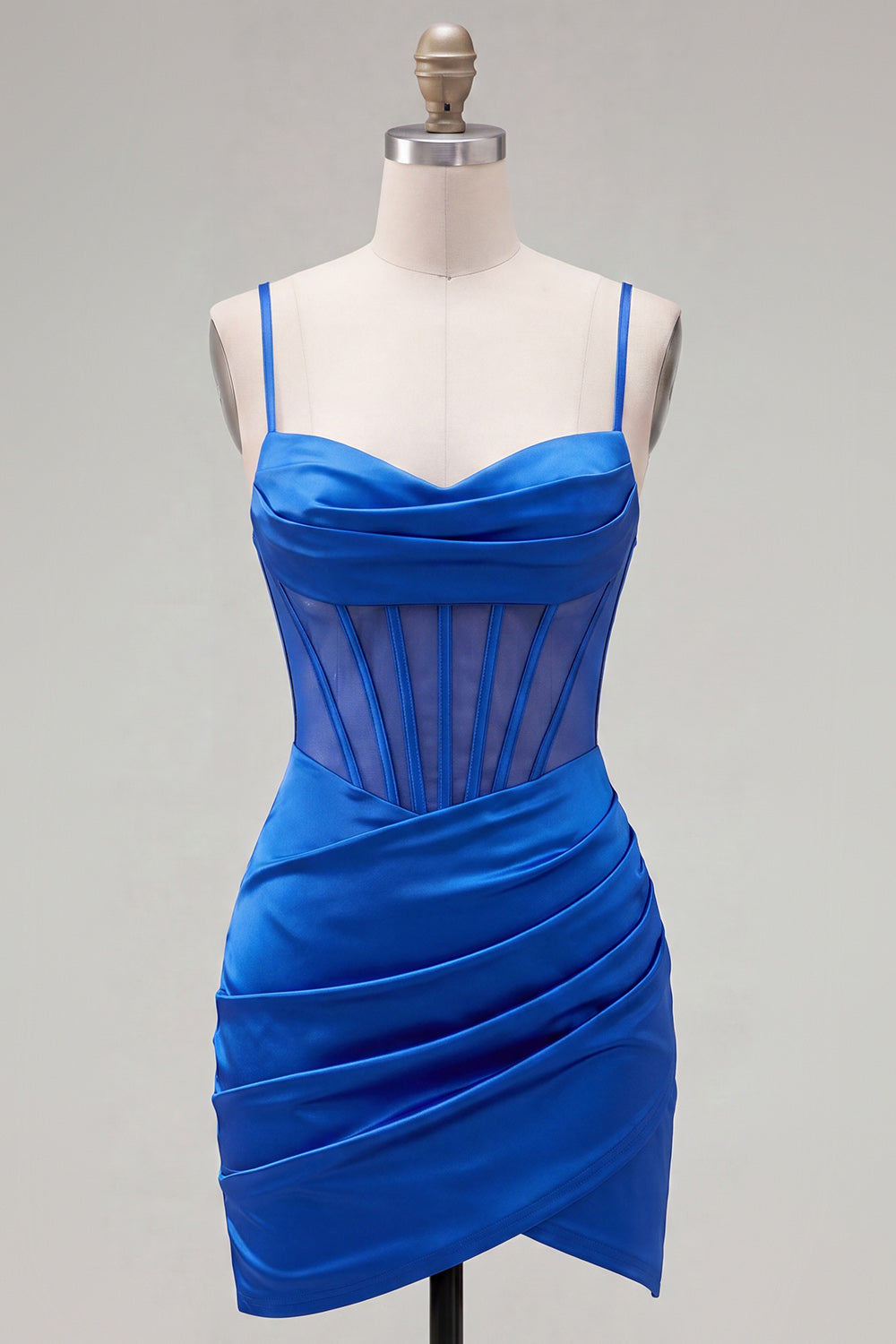 Royal Blue Corset Spaghetti Straps Bodycon Homecoming Dress