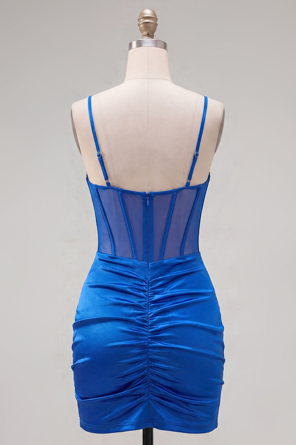 Royal Blue Corset Spaghetti Straps Bodycon Homecoming Dress
