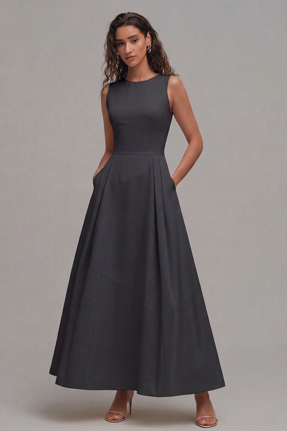 Light Yellow A-Line Boat Neck Wedding Guest Dress With Pockets