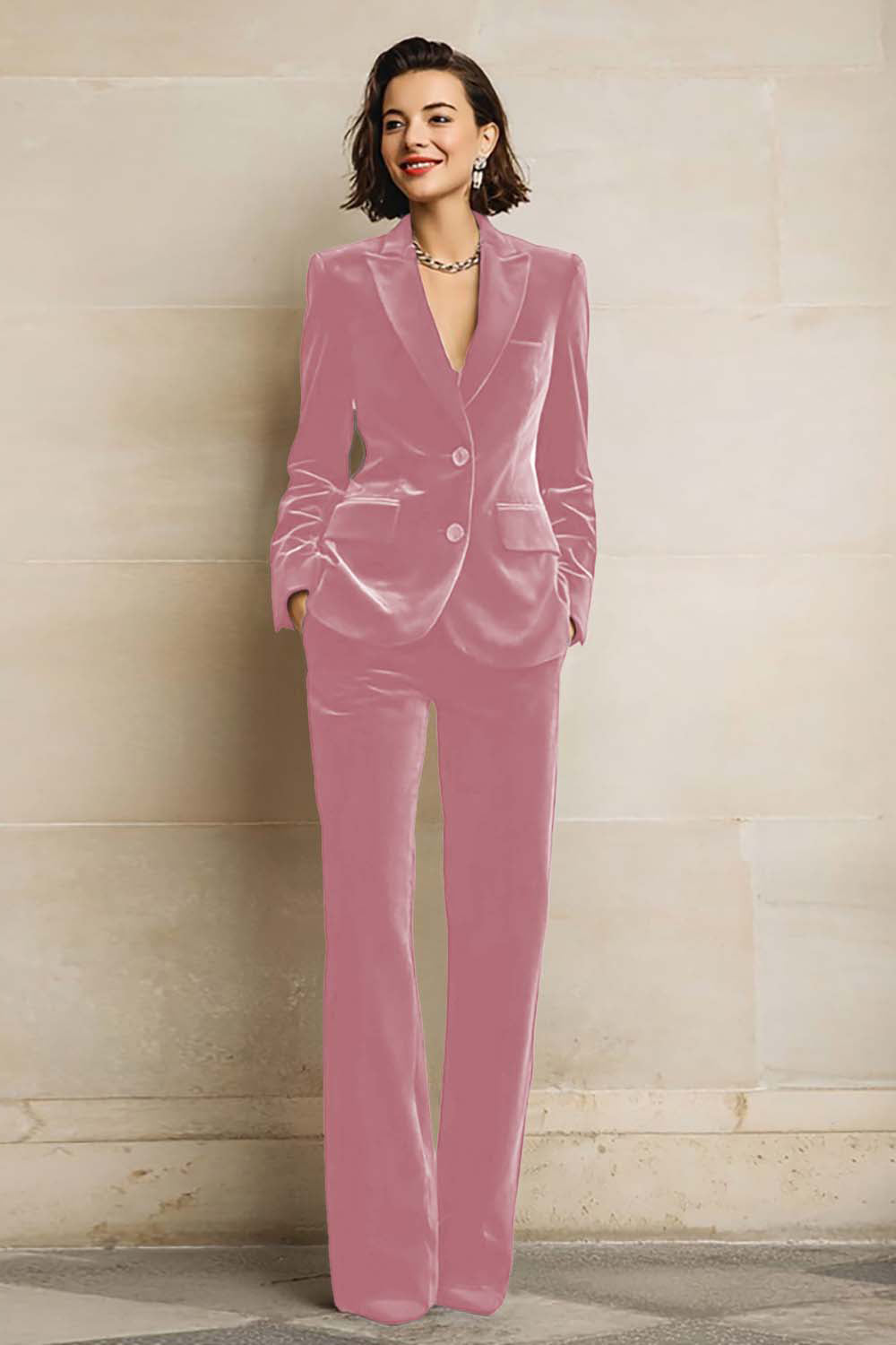 Velvet Peak Lapel Purple 2 Piece Slim Fit Women Suits