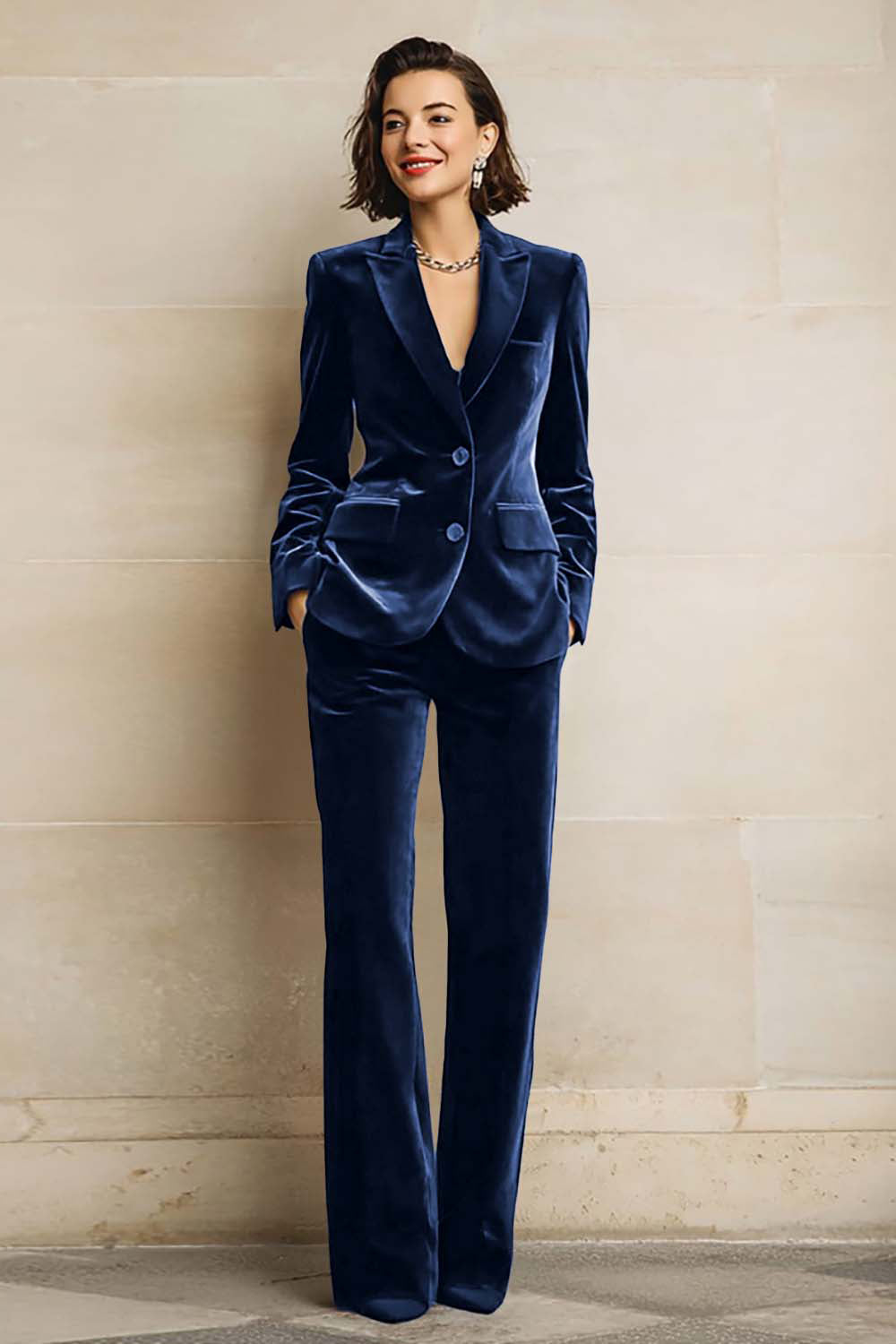 Velvet Peak Lapel Purple 2 Piece Slim Fit Women Suits
