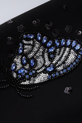 Black Shawl Lapel Beaded Sequin Prom Blazer With 3D Butterfly