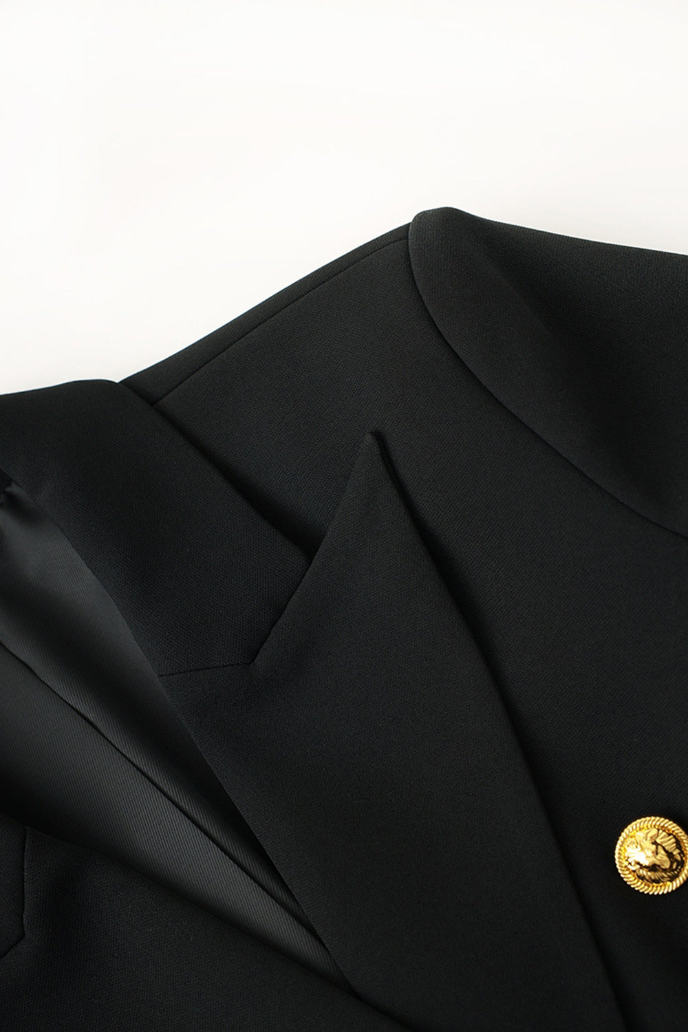 Black Slim Fit Peak Lapel Double Breasted Women Blazer