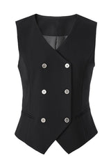 3 Piece Black Peak Lapel Women Business Casual Suits