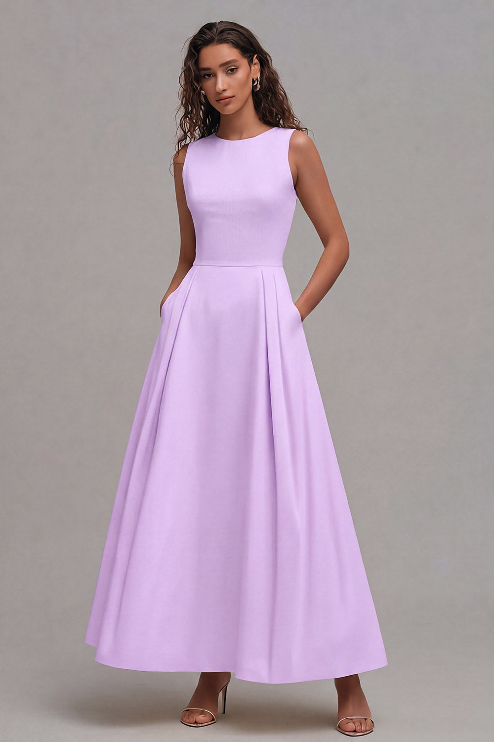 Light Yellow A-Line Boat Neck Wedding Guest Dress With Pockets