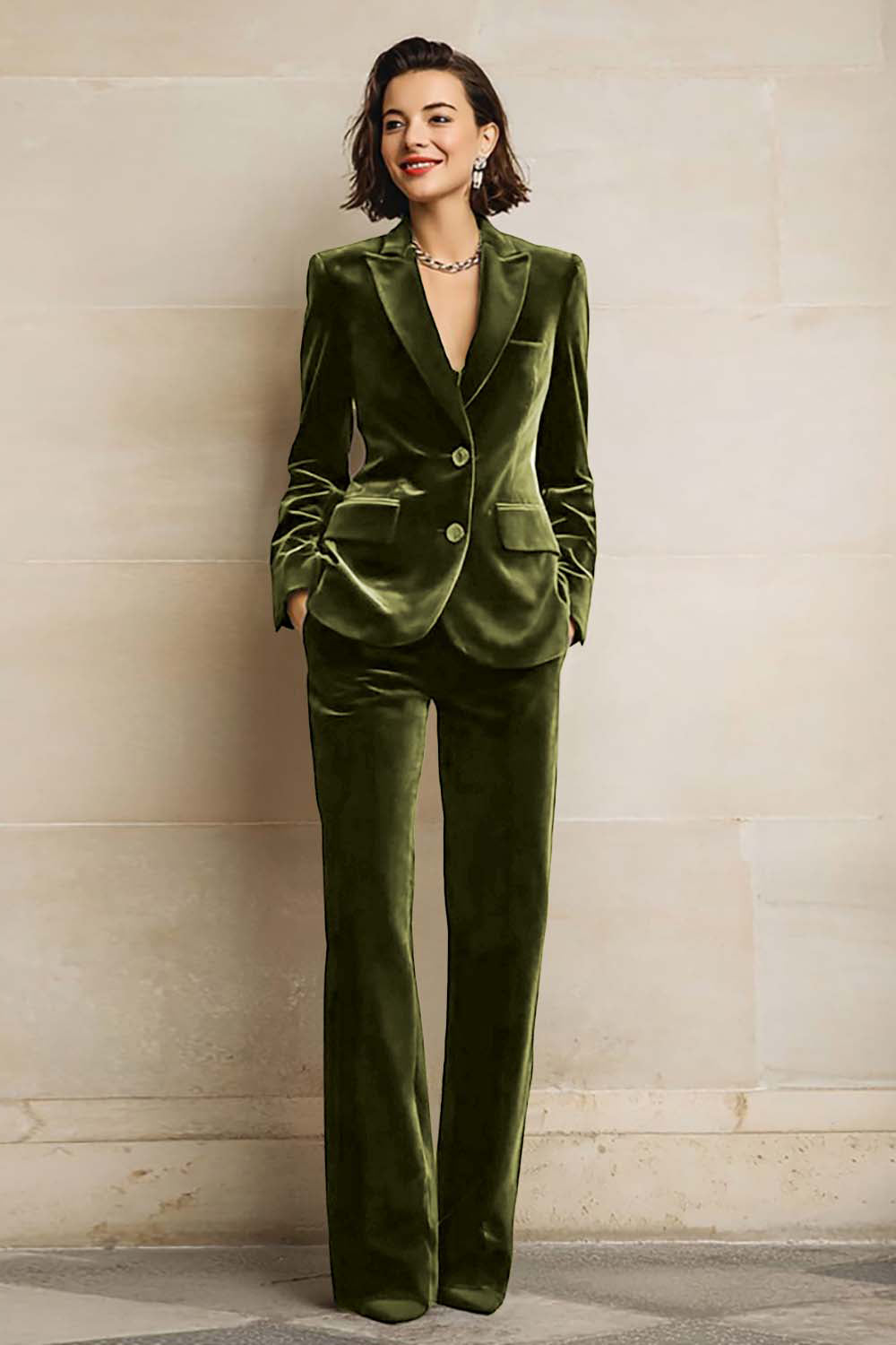 Velvet Peak Lapel Purple 2 Piece Slim Fit Women Suits
