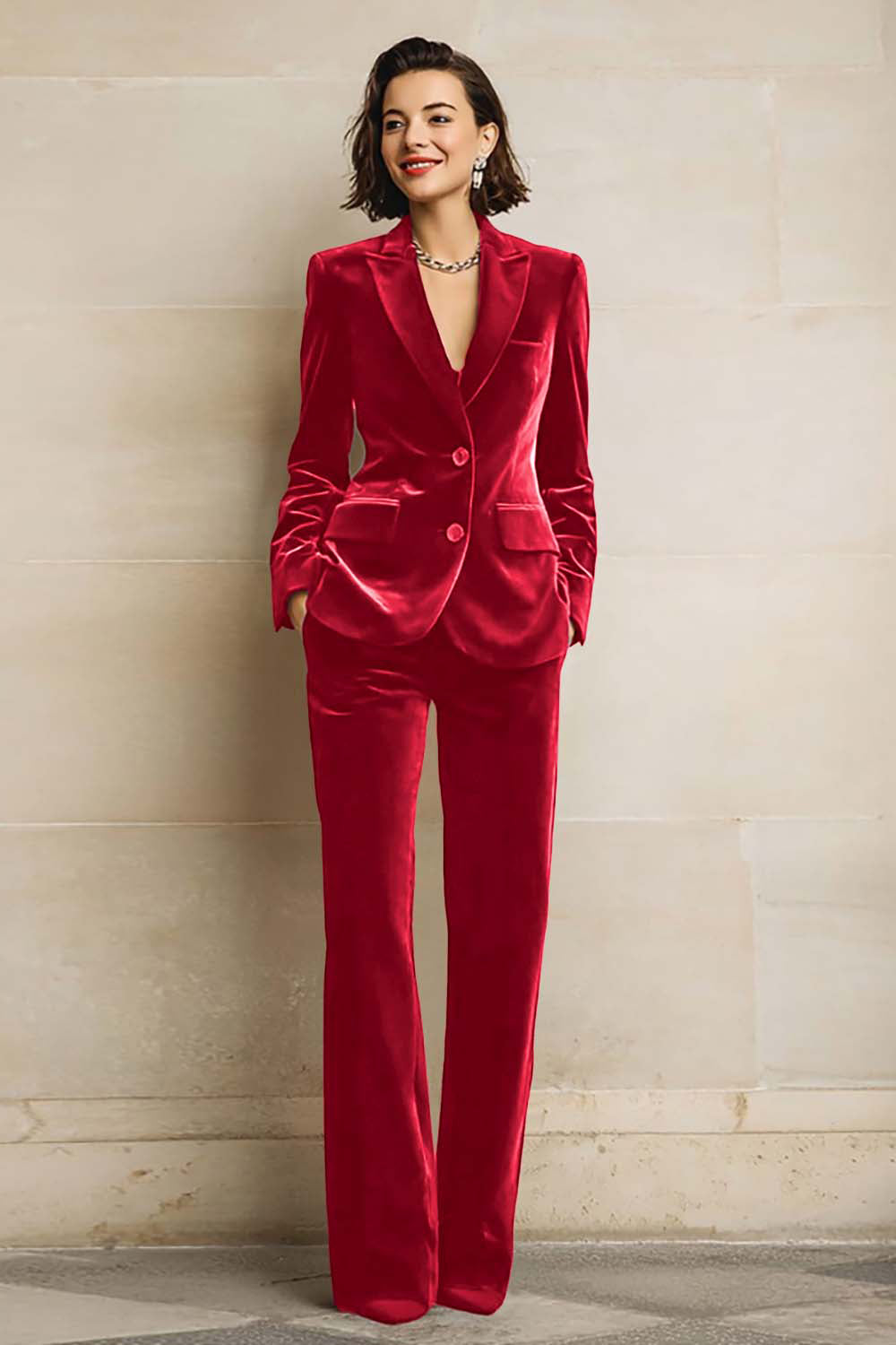 Velvet Peak Lapel Purple 2 Piece Slim Fit Women Suits