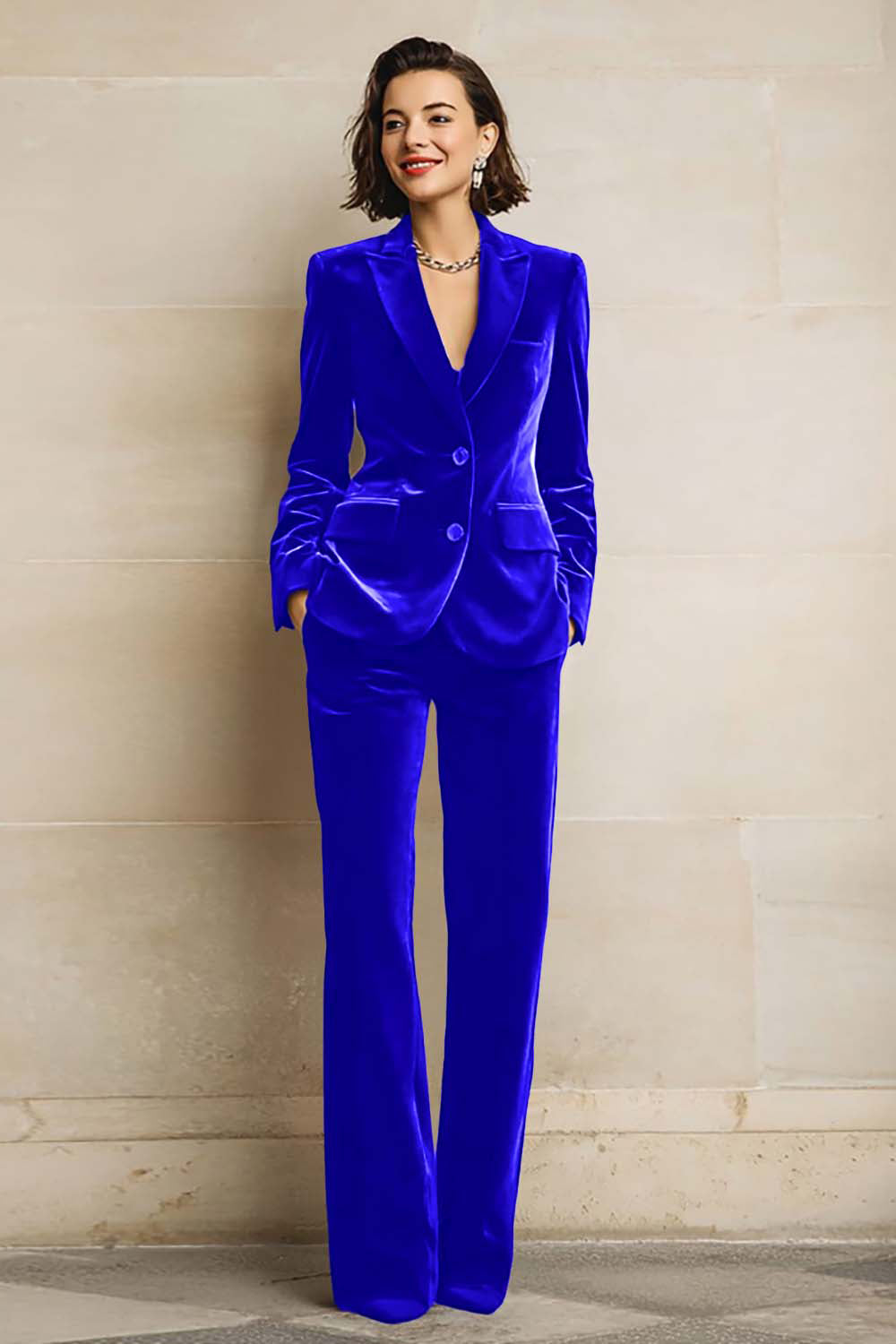 Velvet Peak Lapel Purple 2 Piece Slim Fit Women Suits