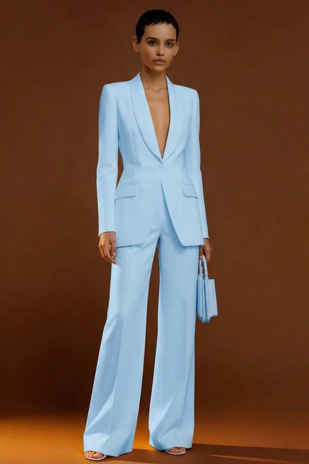 Shawl Lapel Ivory Long Sleeve 2 Piece Women Suits